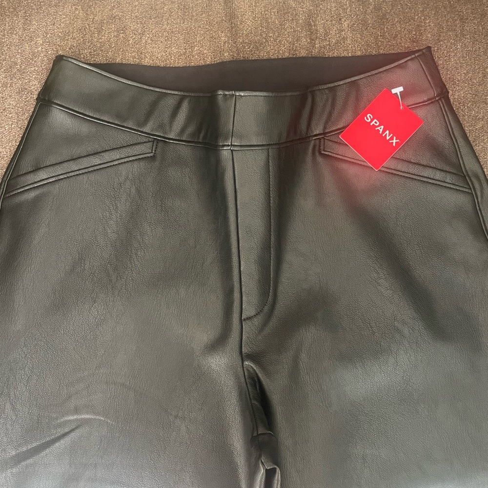 SPANX Black High-Waist Faux Leather Pants